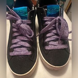 P448 Sneakers Black Glitter & Cheetah in Excellent Condition Size 36 (5-6)